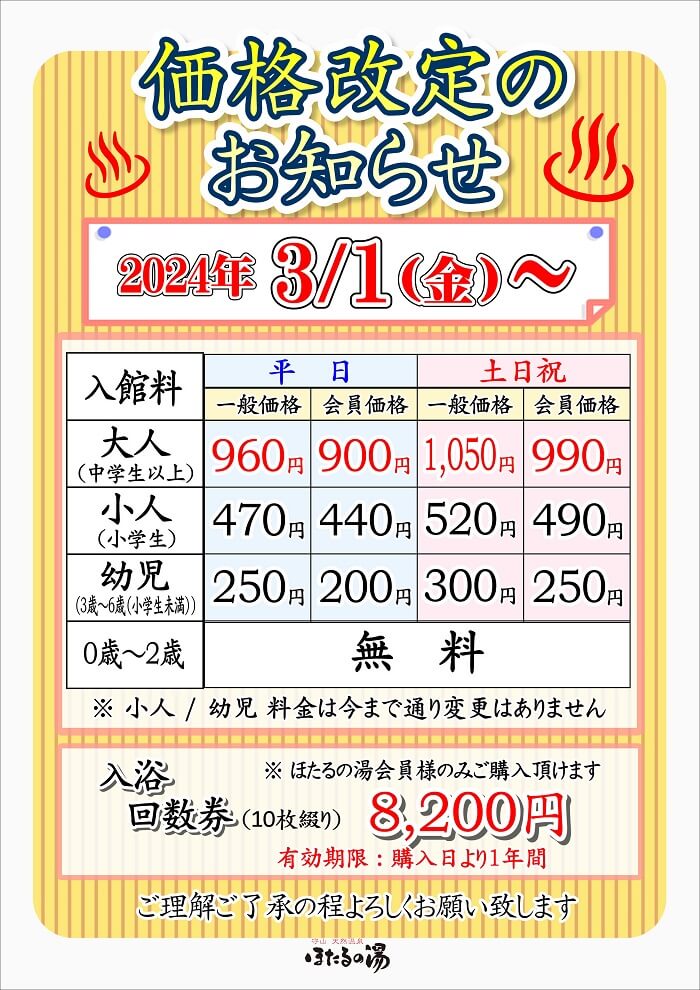 料金改訂