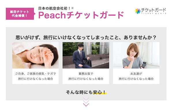 peachチケットガード適用範囲